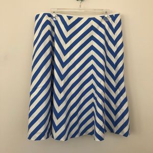 SOLD Talbots blue striped chevron a-line Skirt